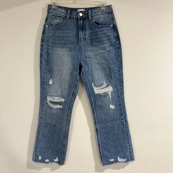 Pink Lily Distressed Blue Jeans size 26 relaxed fit casual wear with detail - Picture 2 of 9